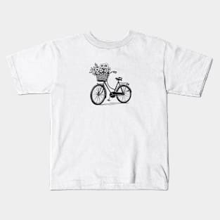 Bicycle with Spring Flower Basket Kids T-Shirt